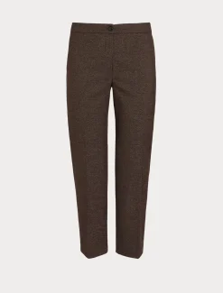 Marina Rinaldi Pantalon en tissu teint en fil et viscose MARRONFONCE Fashion
