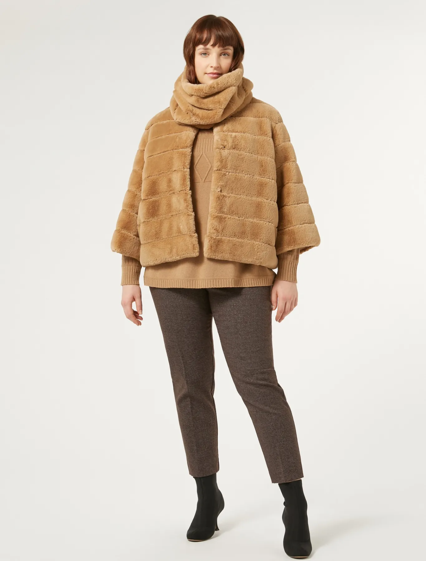 Marina Rinaldi Pantalon en tissu teint en fil et viscose MARRONFONCE Fashion