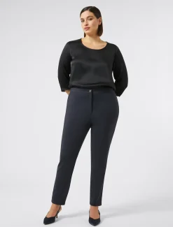 Marina Rinaldi Pantalon en toile de coton BLEUNUIT Fashion