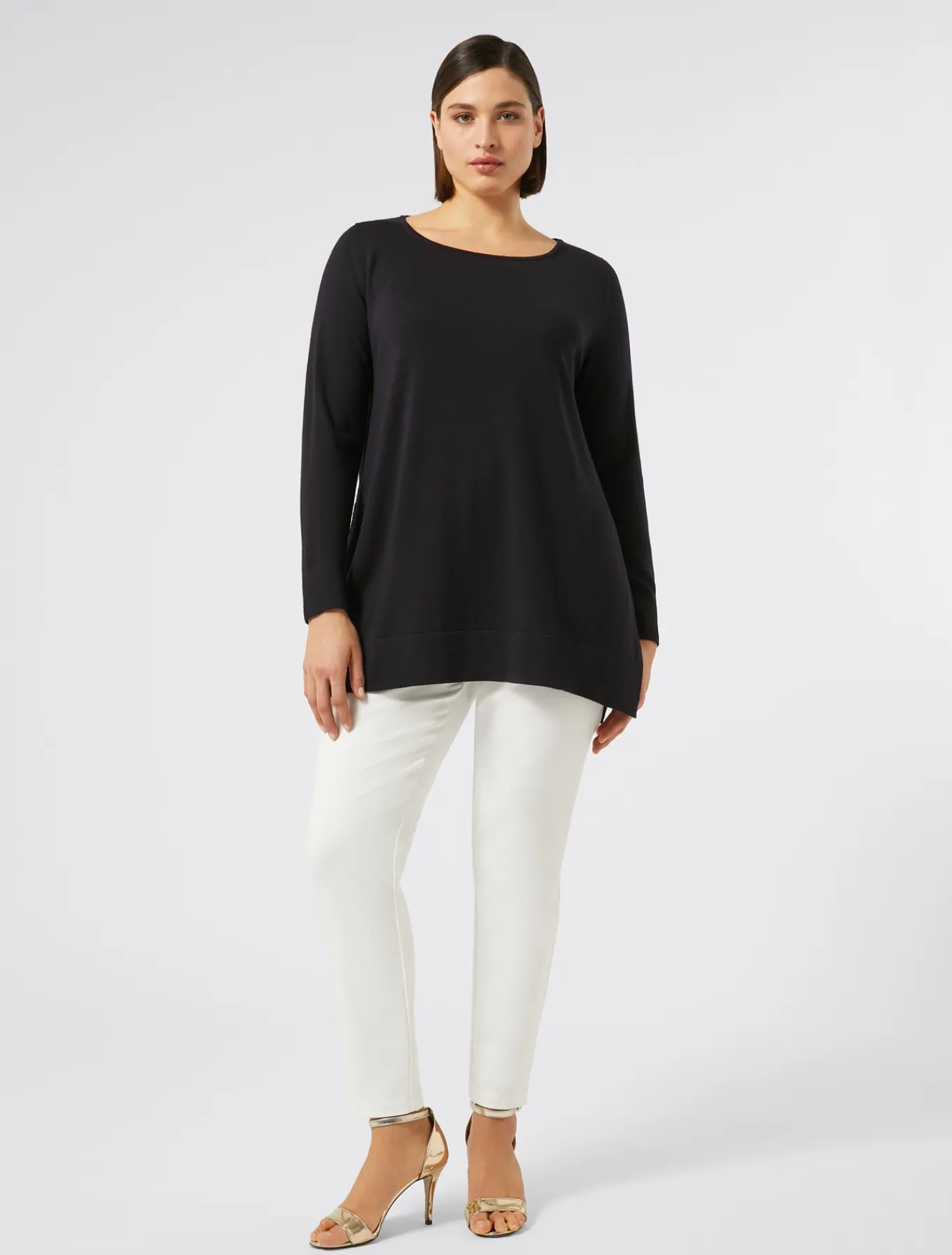 Marina Rinaldi Pantalon en toile de coton BLANC New