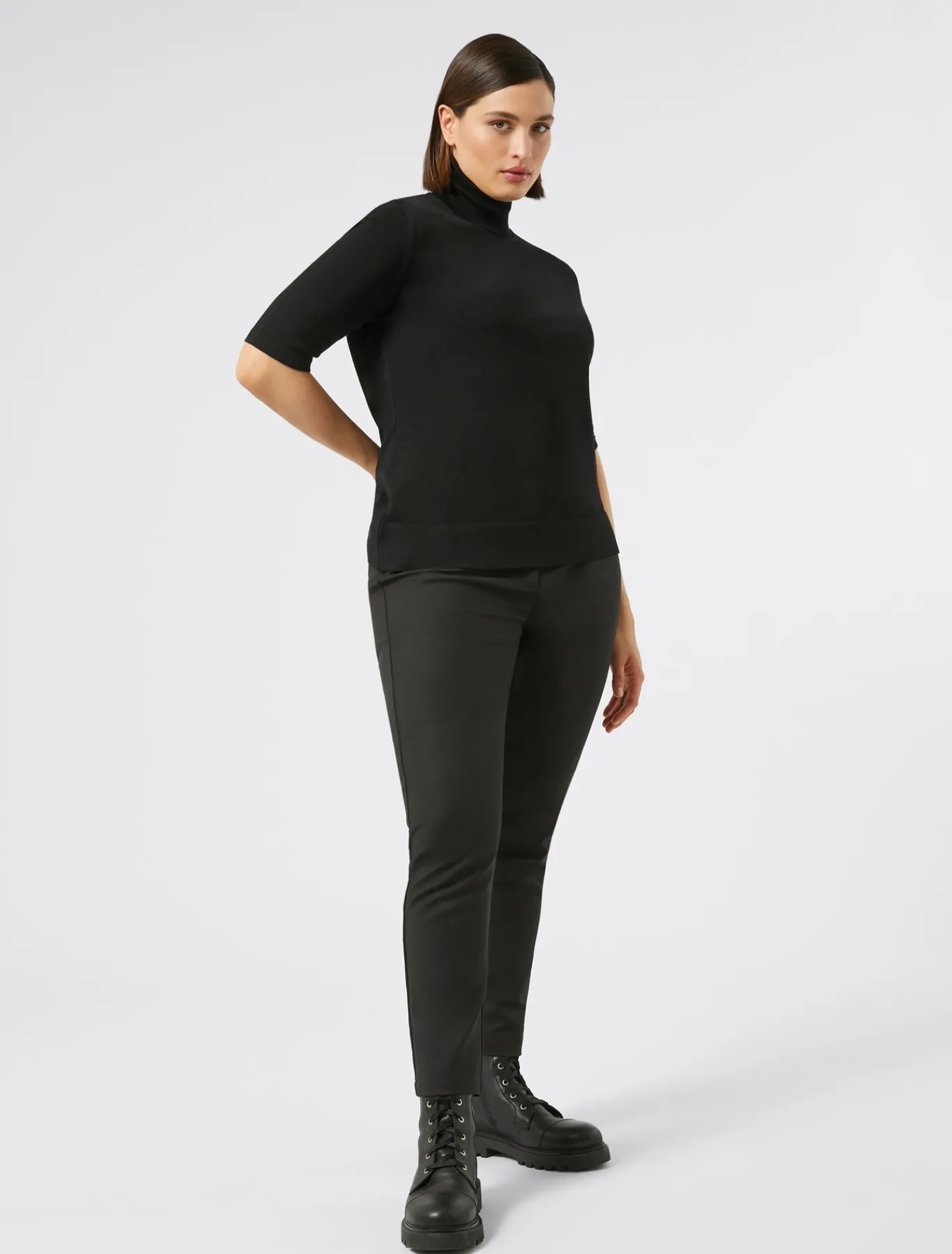 Marina Rinaldi Pantalon en toile de coton NOIR New