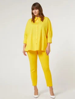 Marina Rinaldi Pantalon en toile de coton mélangé SOLEIL Online