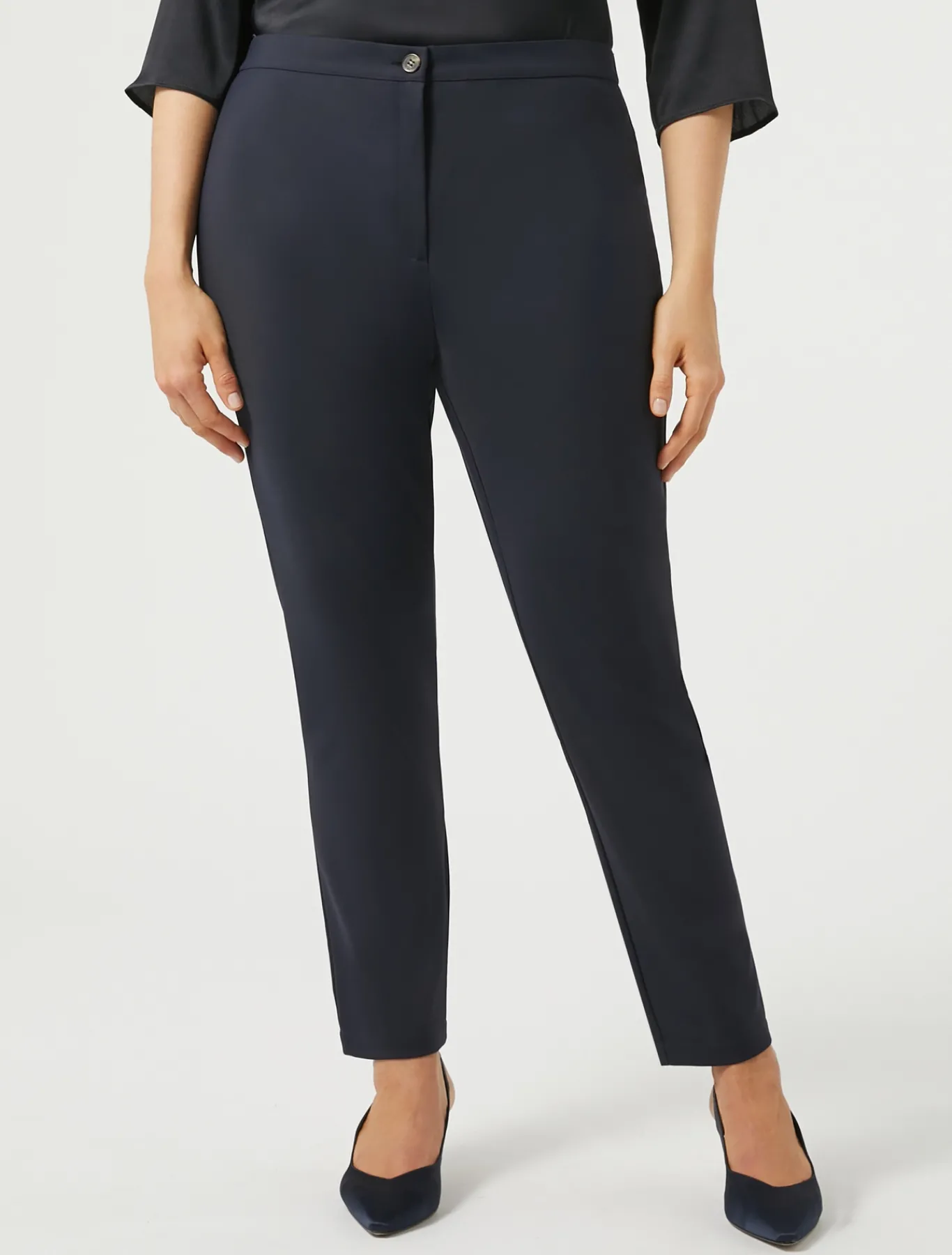 Marina Rinaldi Pantalon en toile de coton BLEUNUIT Fashion