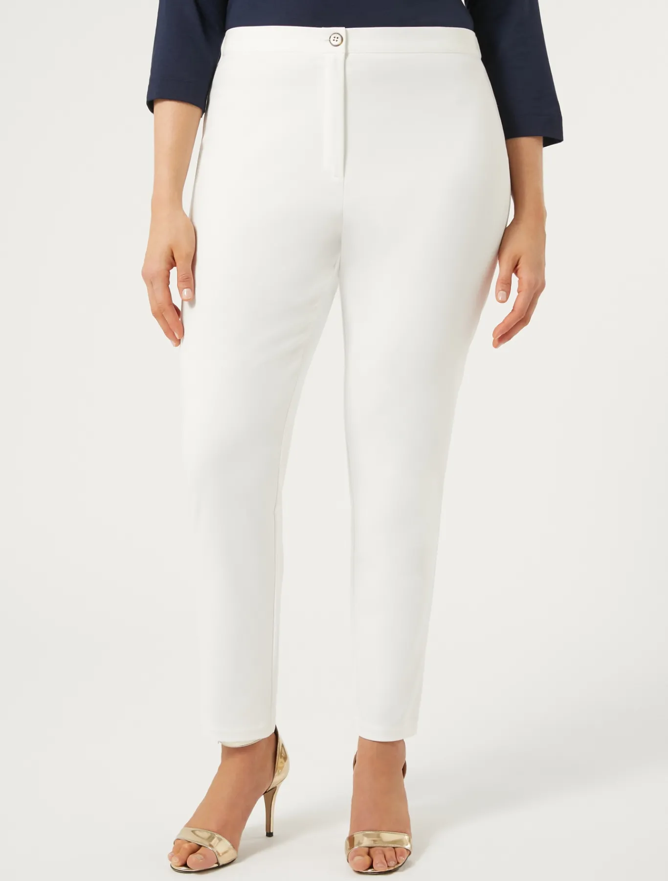 Marina Rinaldi Pantalon en toile de coton BLANC New