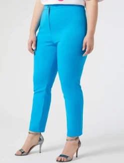 Marina Rinaldi Pantalon en toile de coton mélangé TURQUOISE Best
