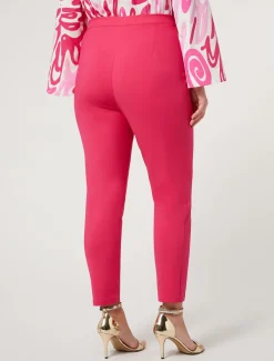 Marina Rinaldi Pantalon en toile de coton mélangé FUCHSIA Fashion