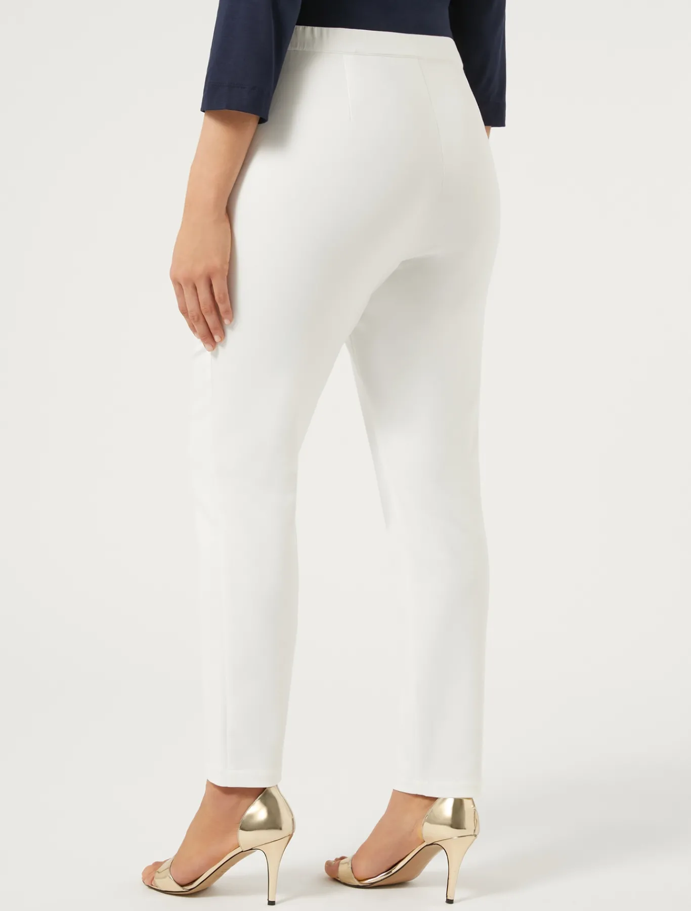 Marina Rinaldi Pantalon en toile de coton BLANC New