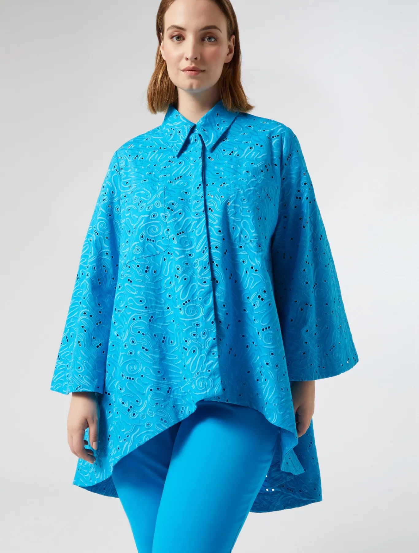 Marina Rinaldi Pantalon en toile de coton mélangé TURQUOISE Best