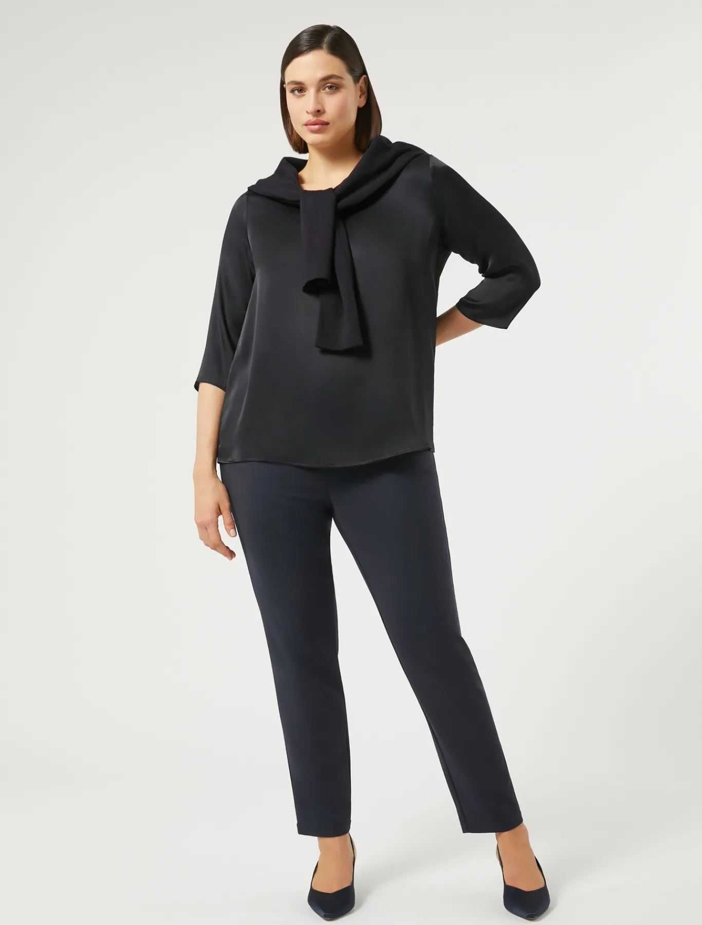 Marina Rinaldi Pantalon en toile de coton BLEUNUIT Fashion
