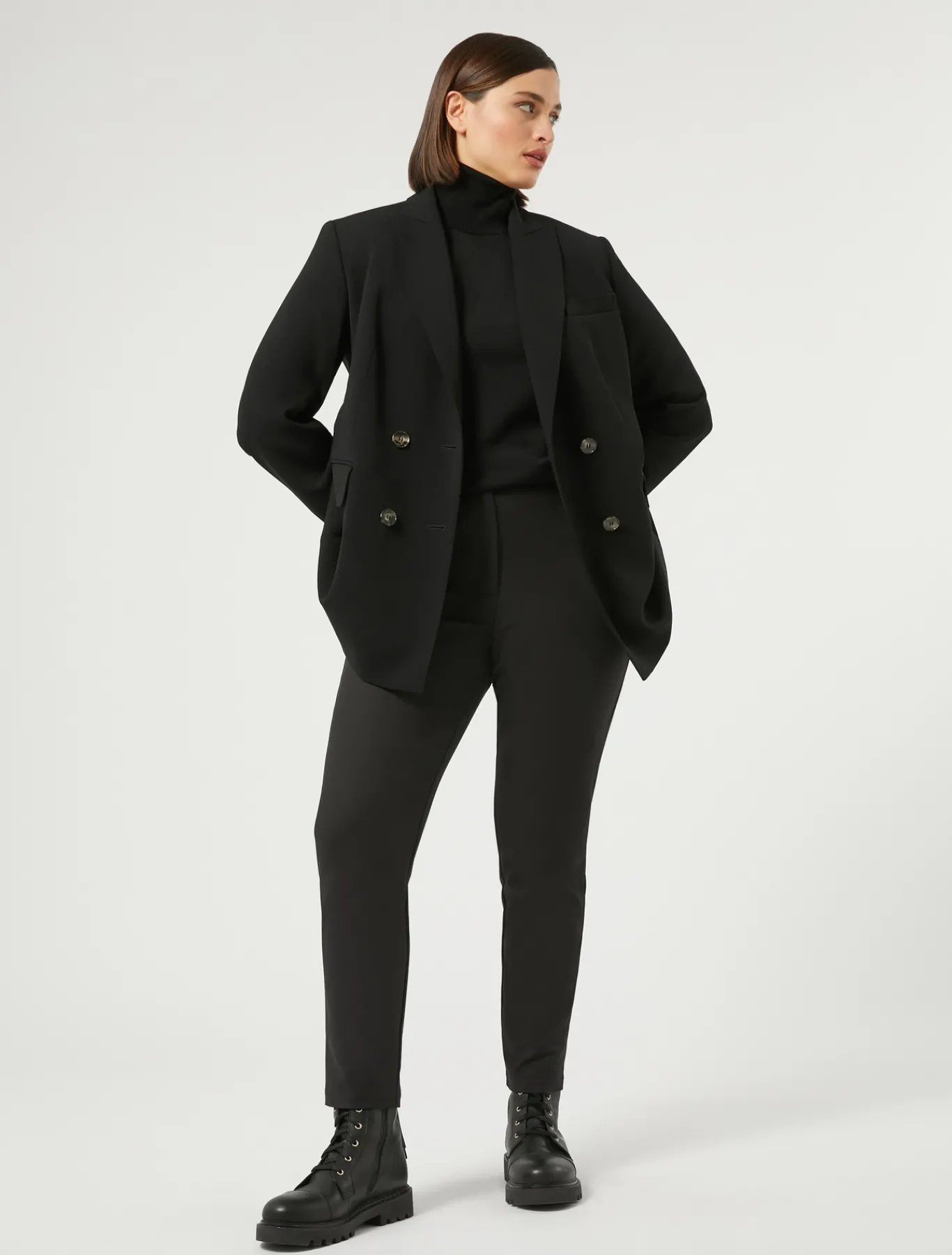 Marina Rinaldi Pantalon en toile de coton NOIR New