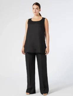 Marina Rinaldi Pantalon en toile de lin NOIR New