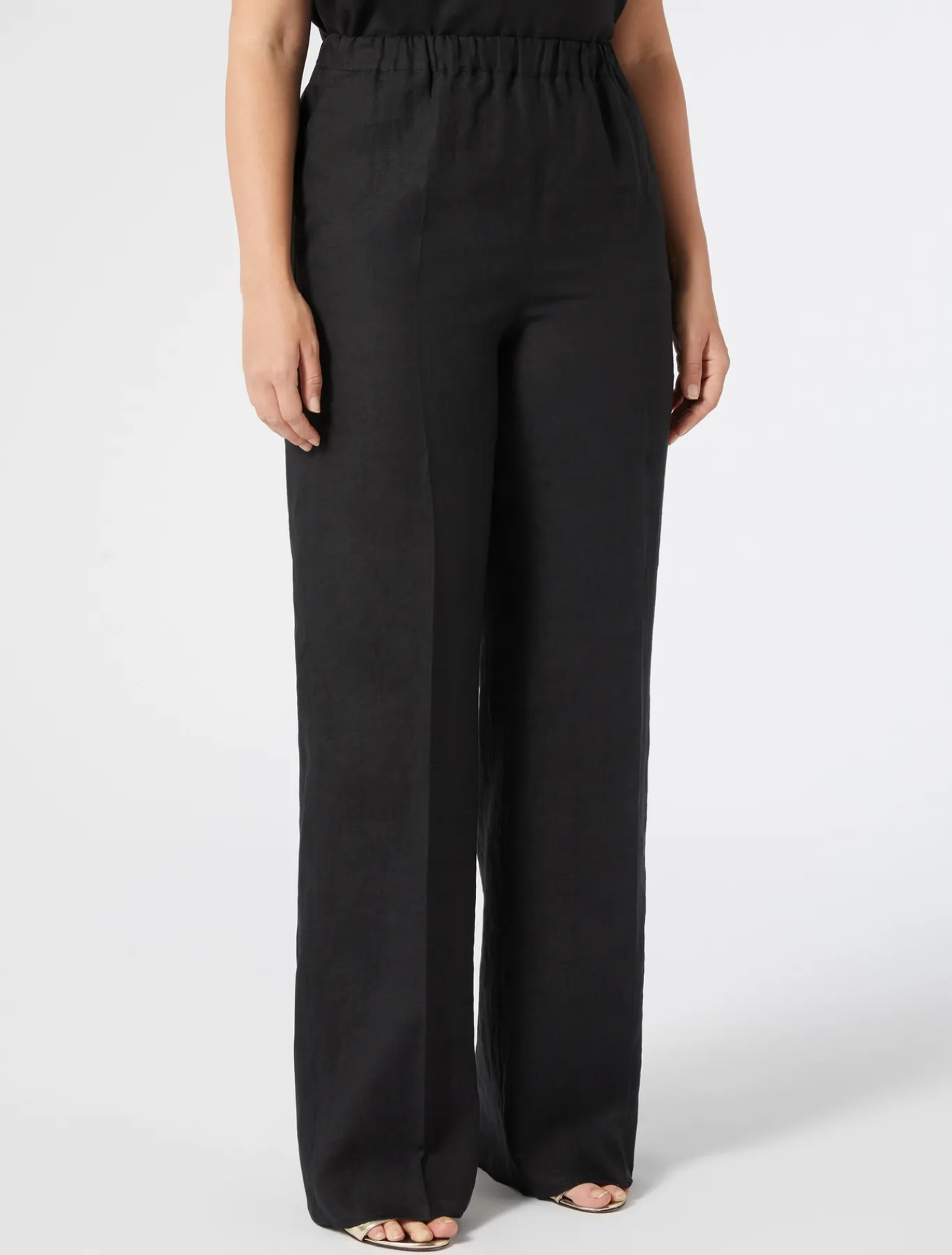 Marina Rinaldi Pantalon en toile de lin NOIR New