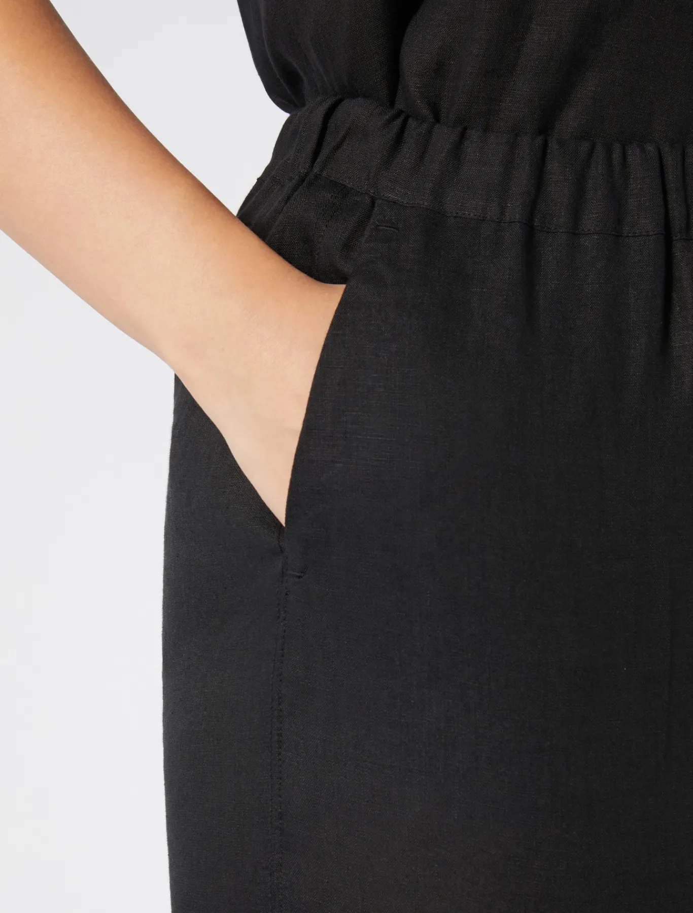 Marina Rinaldi Pantalon en toile de lin NOIR New