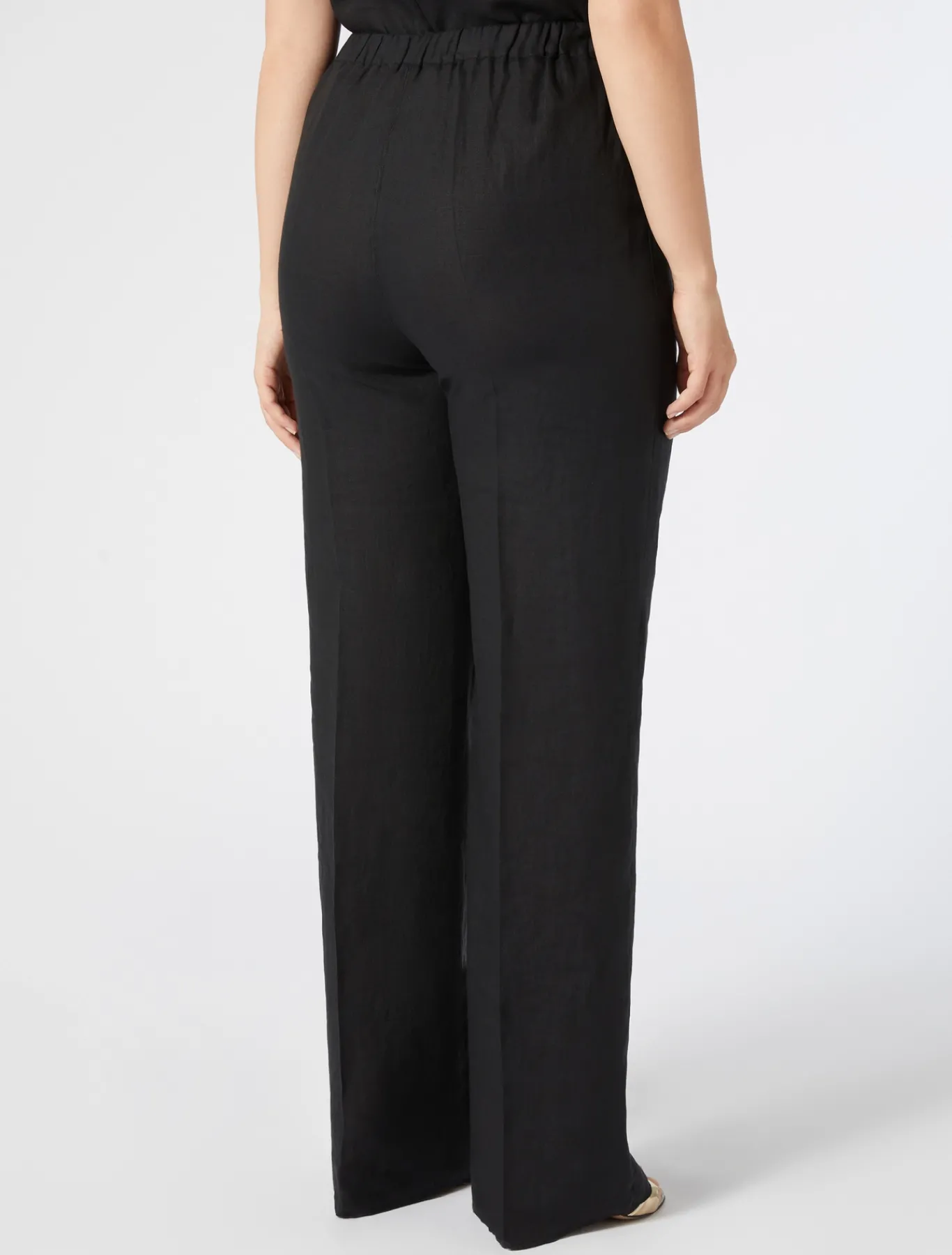 Marina Rinaldi Pantalon en toile de lin NOIR New