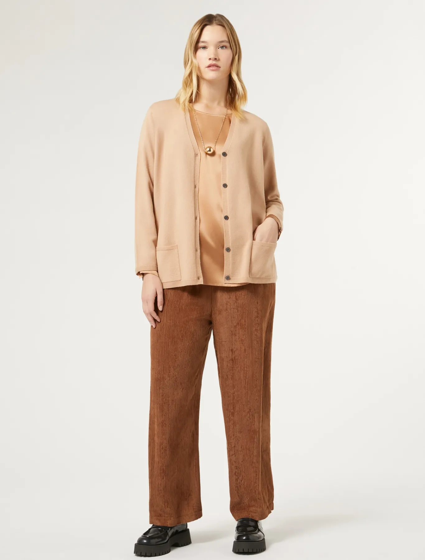 Marina Rinaldi Pantalon en velours BRUN Outlet