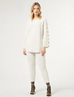 Marina Rinaldi Pantalon en viscose stretch IVOIRE Outlet