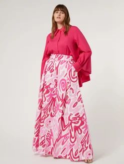 Marina Rinaldi Pantalon large en popeline imprimée BLANC Fashion