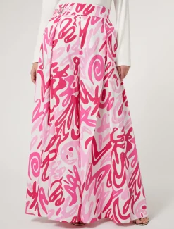 Marina Rinaldi Pantalon large en popeline imprimée BLANC Fashion