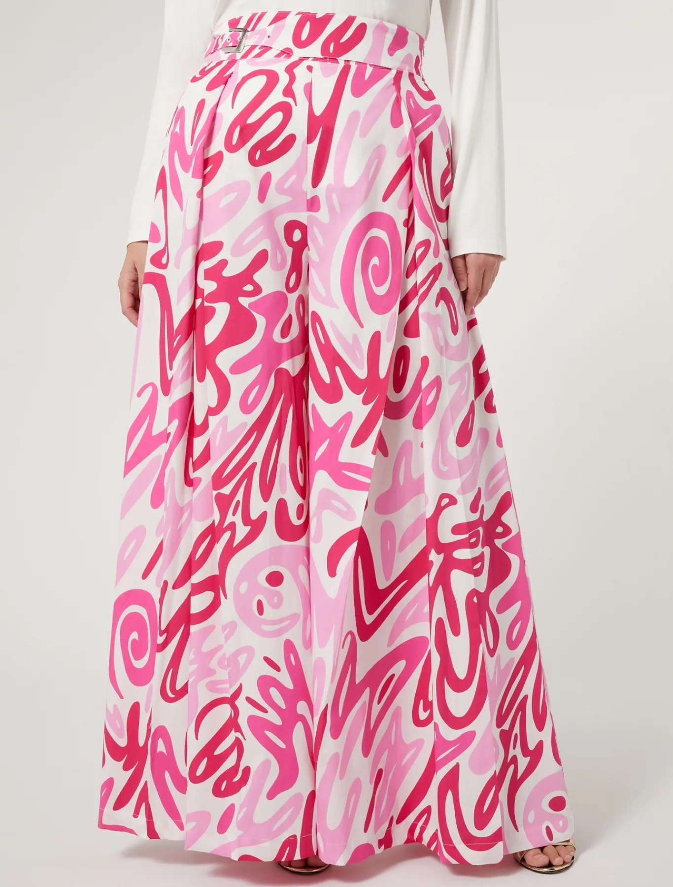 Marina Rinaldi Pantalon large en popeline imprimée BLANC Fashion
