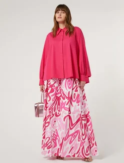 Marina Rinaldi Pantalon large en popeline imprimée BLANC Fashion