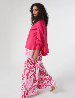 Marina Rinaldi Pantalon large en popeline imprimée BLANC Fashion