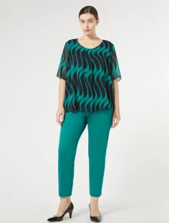 Marina Rinaldi Pantalon ottoman VERT Outlet