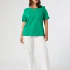 Marina Rinaldi Pantalon évasé en bull de coton BLANC Fashion