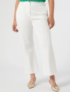 Marina Rinaldi Pantalon évasé en bull de coton BLANC Fashion
