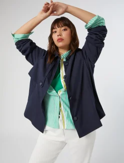 Marina Rinaldi Pantalon évasé en bull de coton BLANC Fashion