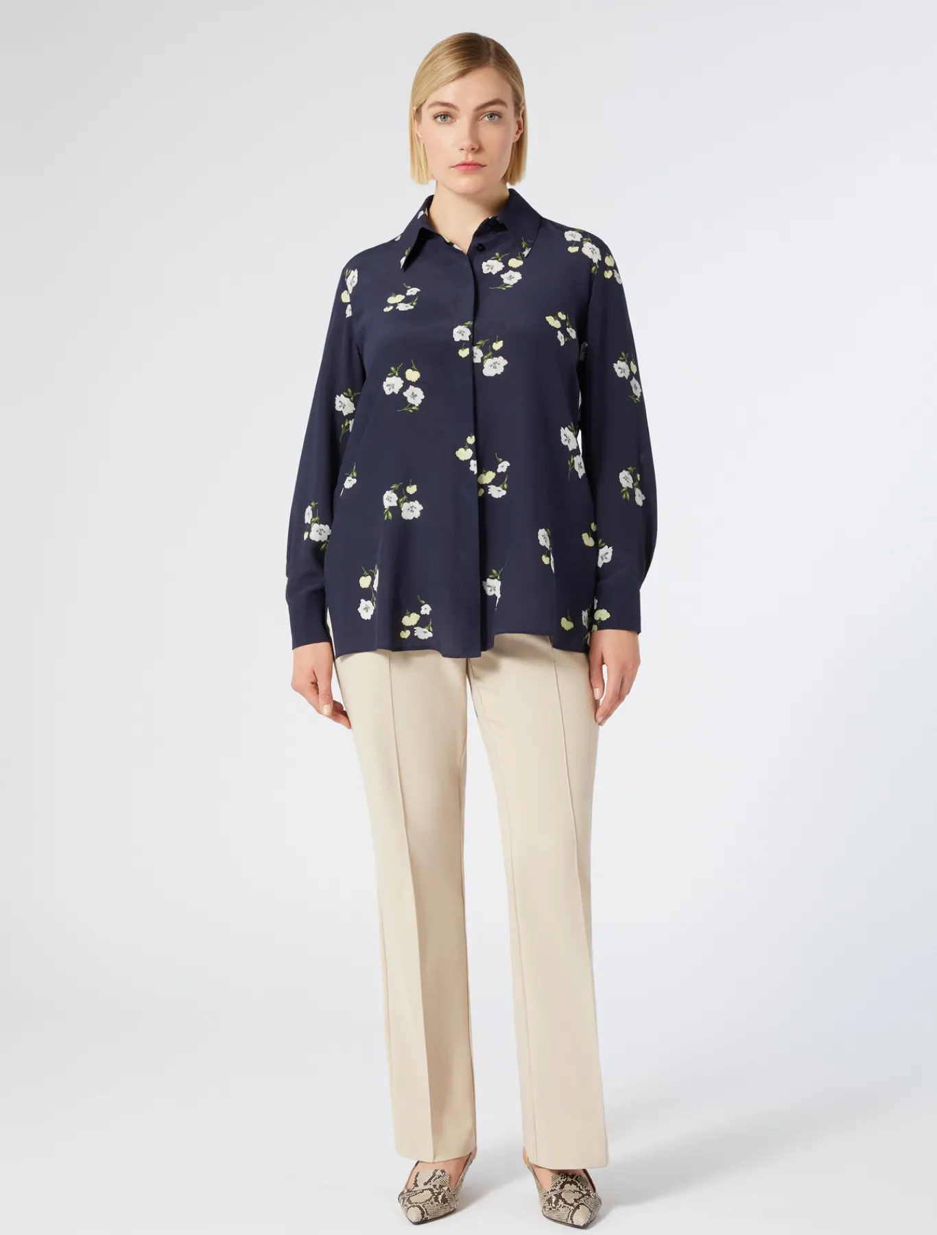 Marina Rinaldi Pantalon évasé en coton stretch BEIGE Online
