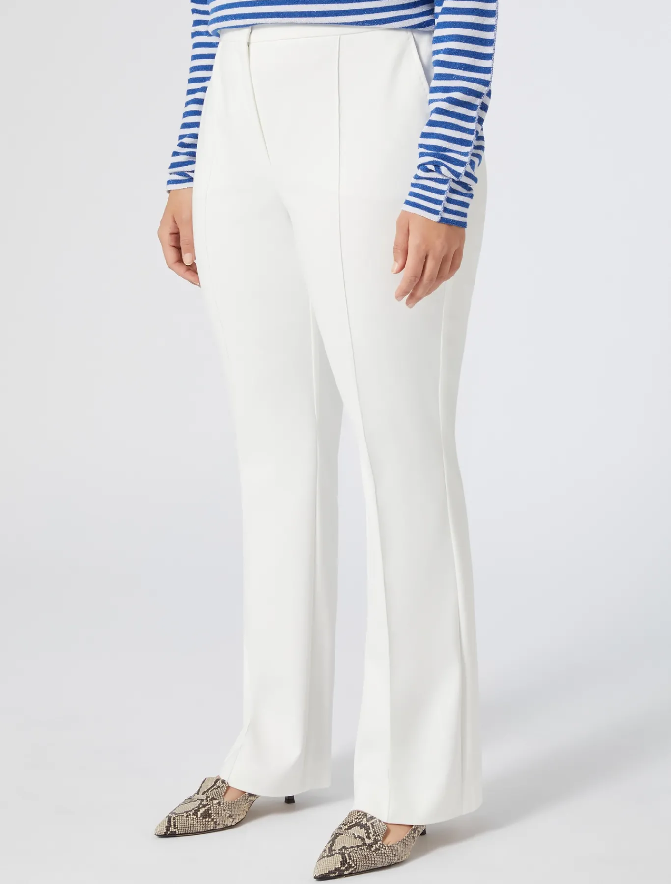 Marina Rinaldi Pantalon évasé en coton stretch BLANC Best