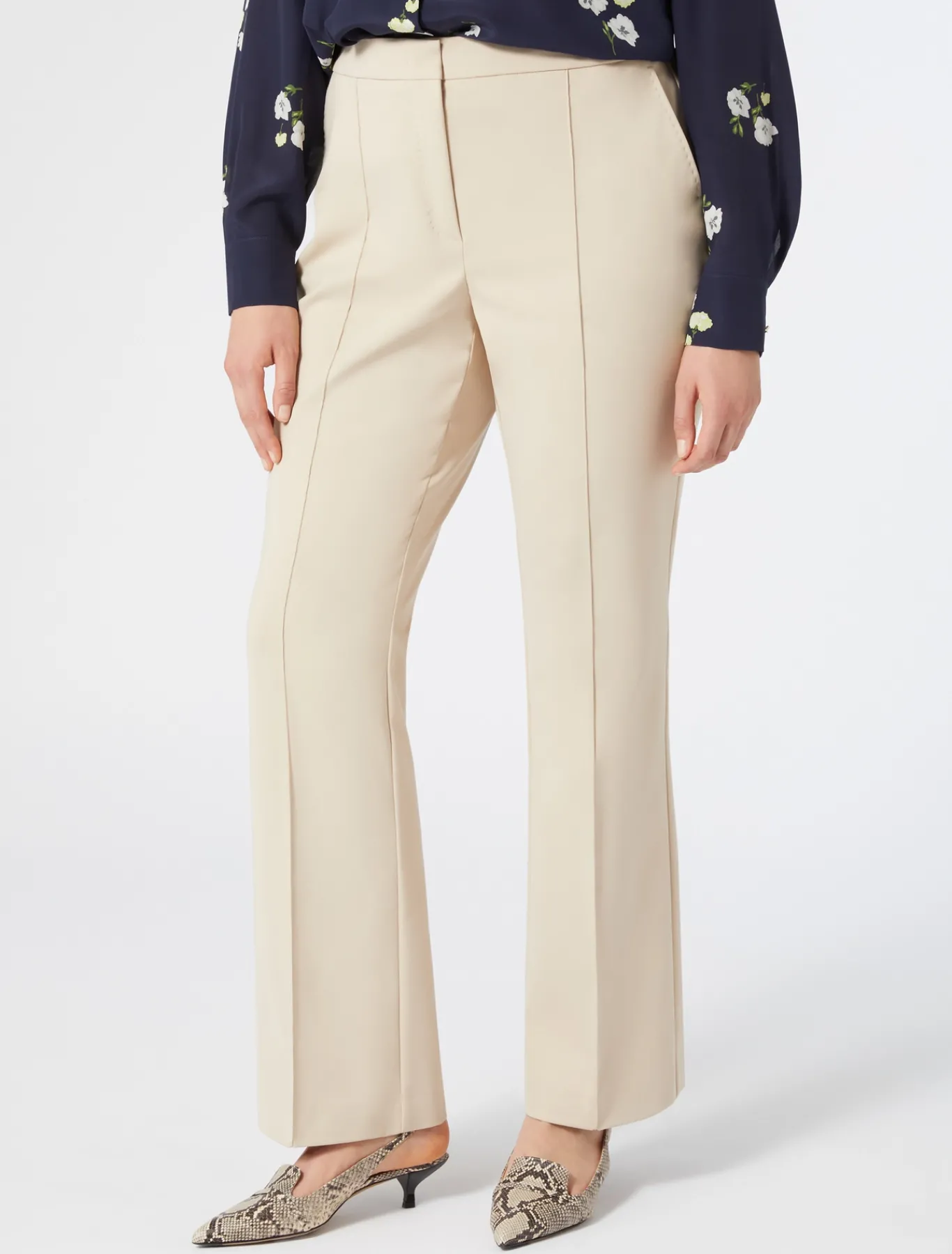 Marina Rinaldi Pantalon évasé en coton stretch BEIGE Online