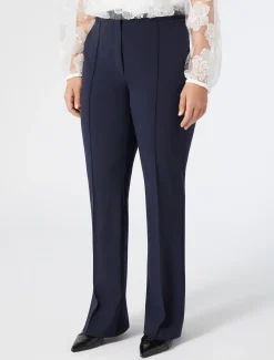 Marina Rinaldi Pantalon évasé en toile de laine BLEUNUIT Outlet