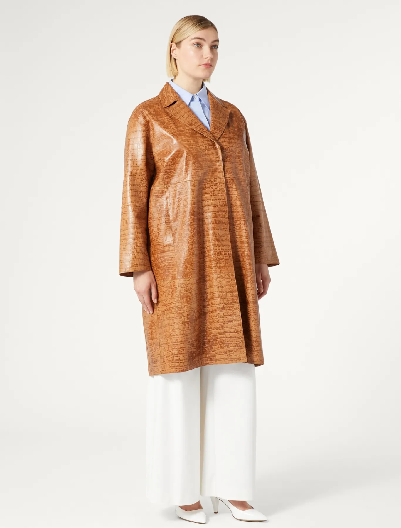 Marina Rinaldi Pardessus en cuir nappa imprimé crocodile POILDECHAMEAU Best