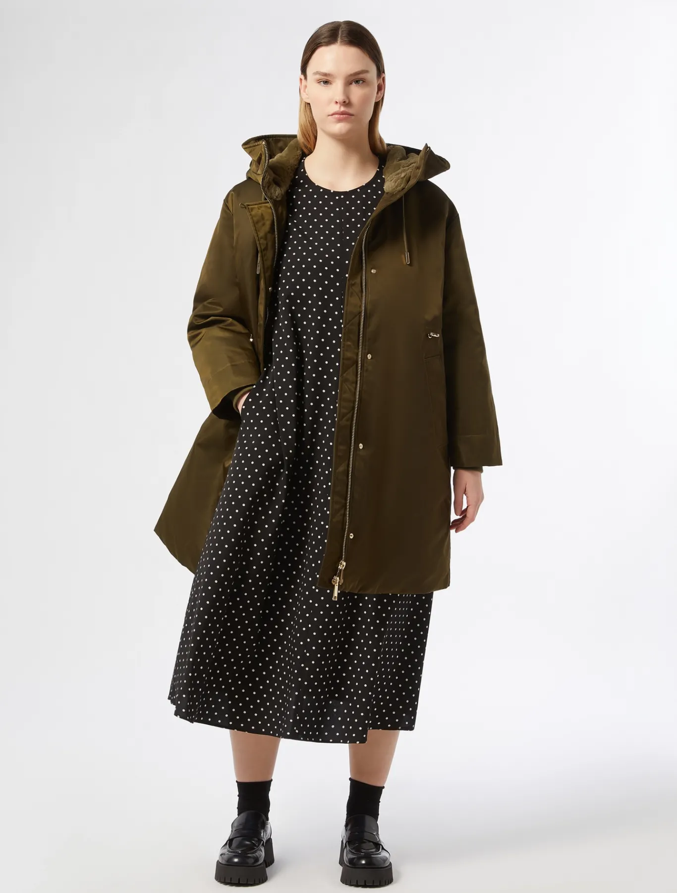 Marina Rinaldi Parkas longue rembourrée en sergé VERTOLIVE Clearance