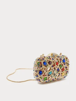 Marina Rinaldi Pochette avec strass et cabochons OR Outlet