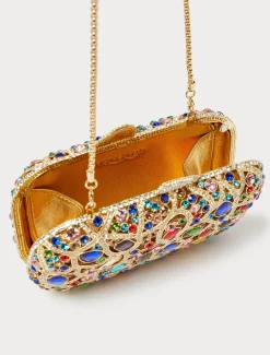 Marina Rinaldi Pochette avec strass et cabochons OR Outlet