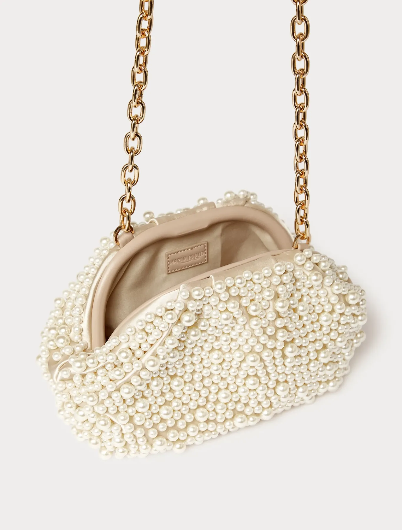 Marina Rinaldi Pochette en satin avec perles BEIGE Online
