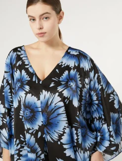 Marina Rinaldi Poncho en satin imprimé NOIR Online
