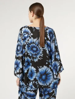 Marina Rinaldi Poncho en satin imprimé NOIR Online