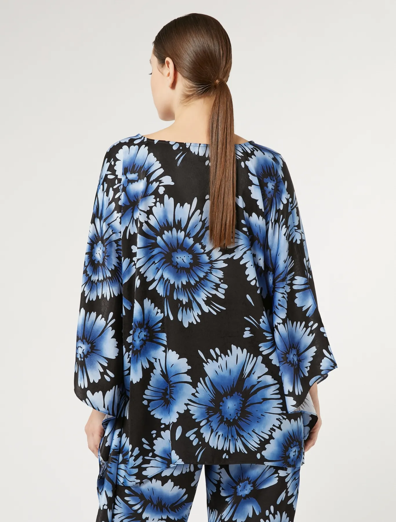 Marina Rinaldi Poncho en satin imprimé NOIR Online