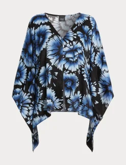 Marina Rinaldi Poncho en satin imprimé NOIR Online