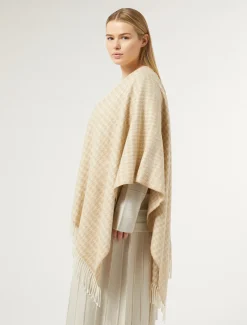 Marina Rinaldi Poncho en tissu teint en fil BEIGE Outlet