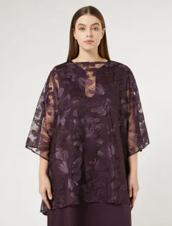 Marina Rinaldi Poncho en tulle brodé BORDEAUX Best