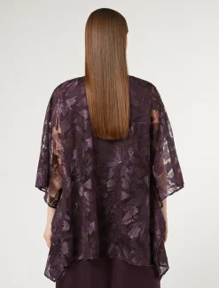 Marina Rinaldi Poncho en tulle brodé BORDEAUX Best