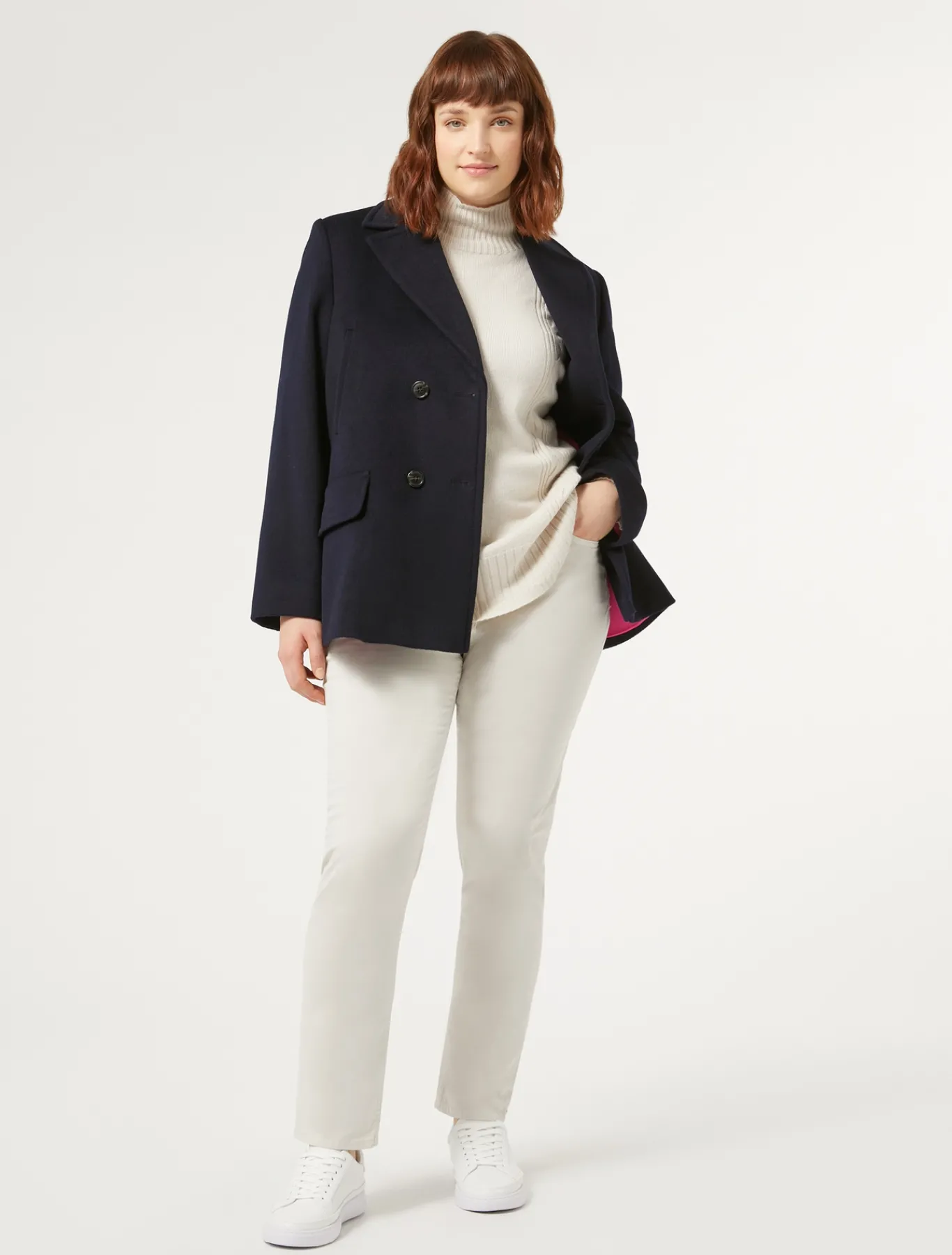 Marina Rinaldi Pull à col roulé en cachemire mélangé BEIGE Clearance