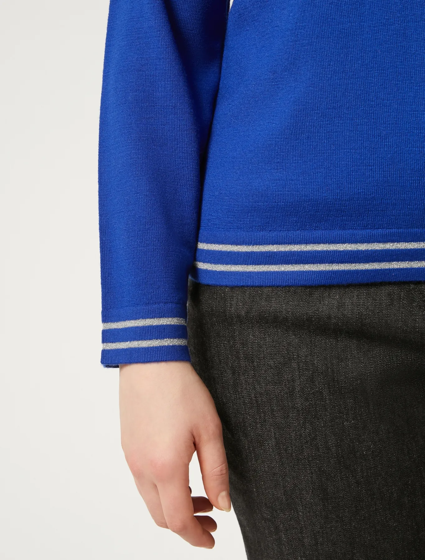 Marina Rinaldi Pull à col roulé en laine et lurex BLEUET Best