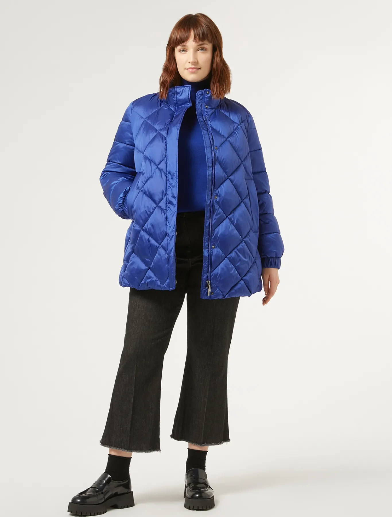 Marina Rinaldi Pull à col roulé en laine et lurex BLEUET Best