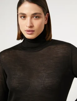 Marina Rinaldi Pull à col roulé en soie et cachemire NOIR Discount