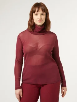 Marina Rinaldi Pull à col roulé en tulle stretch RUBIS Discount